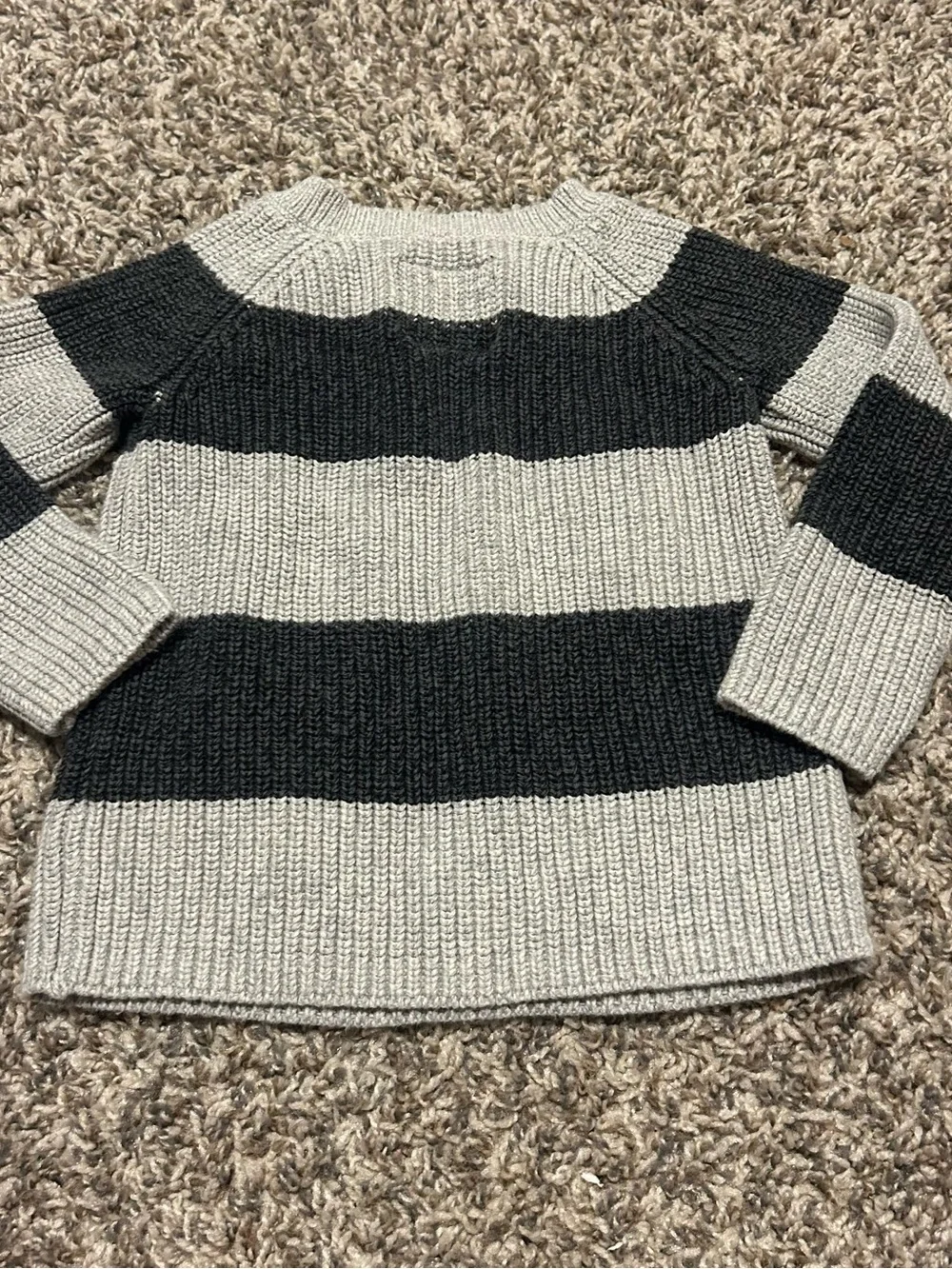 OshKosh B'gosh Black and Light Gray Striped Crewneck Sweater